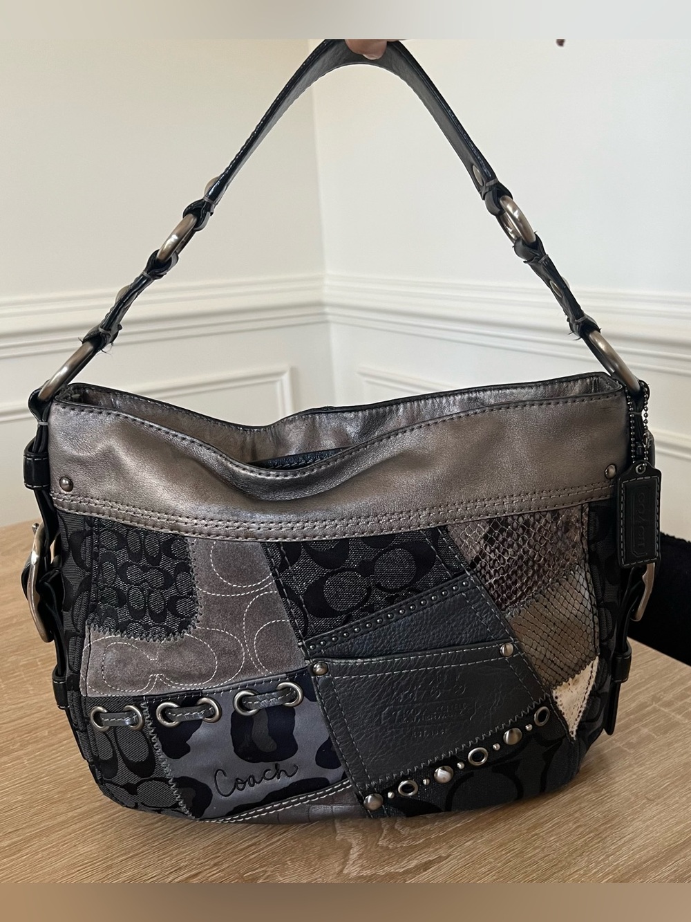 Vintage Coach Zoe Animal Patchwork Shoulder Bag